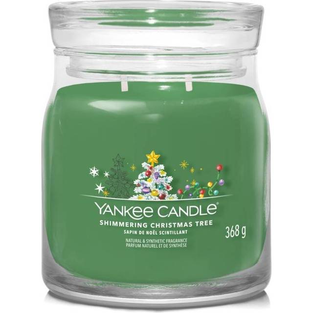 Shimmering Christmas Tree Signature Medium Jar Candle Yankee Candle, Green, 9.3cm x 11.4cm | Woody (9.3cm x 11.4cm)