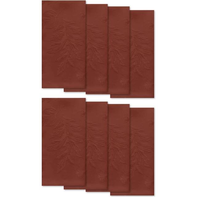 "Elrene Home Fashions Elegant Woven Leaves Jacquard Damask Cloth Napkin Set  17"""""""" x 17""""""""  Pack of 8  Spice Red"