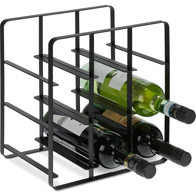 Relaxdays - Metal Wine Rack, 9 Bottles, HxWxD: 30.5 x 27 x 20 cm, Free Standing, Drinks Holder, Kitchen & Bar, Black