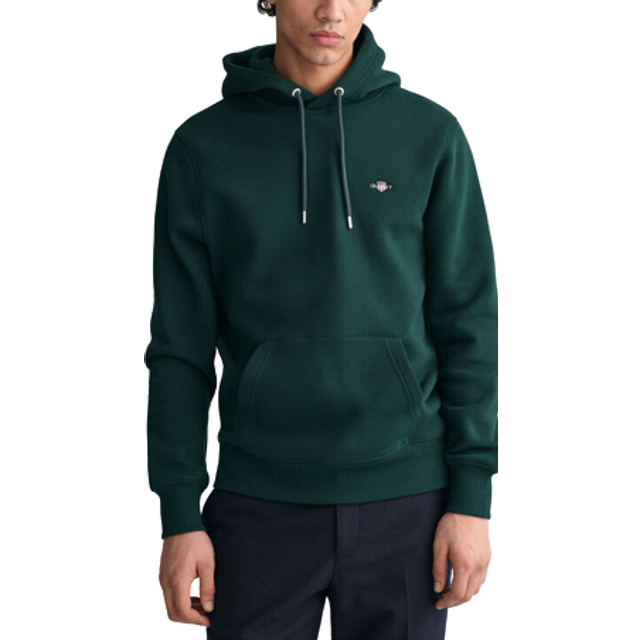 GANT Reg Shield Huvtröja för män, Tartan grön, 3XL