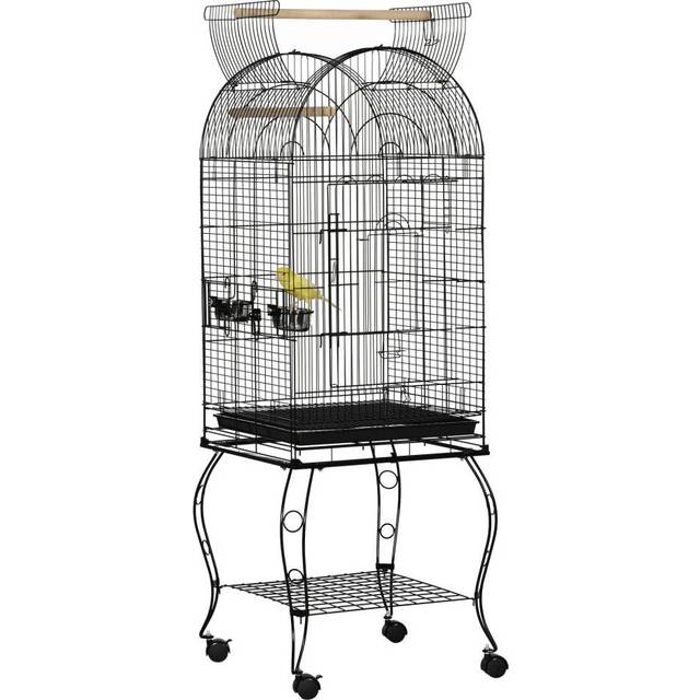 PawHut 1.53m Bird Cage w/ Perch, Wheels, Stand, Black