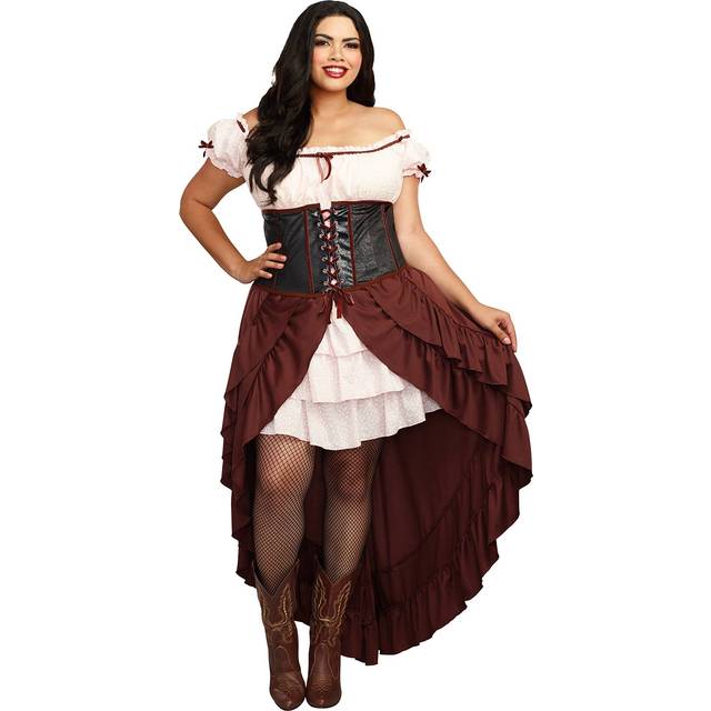 Plus Size Saloon Gal Women's Costume - Brown&#47;Pink (2X)