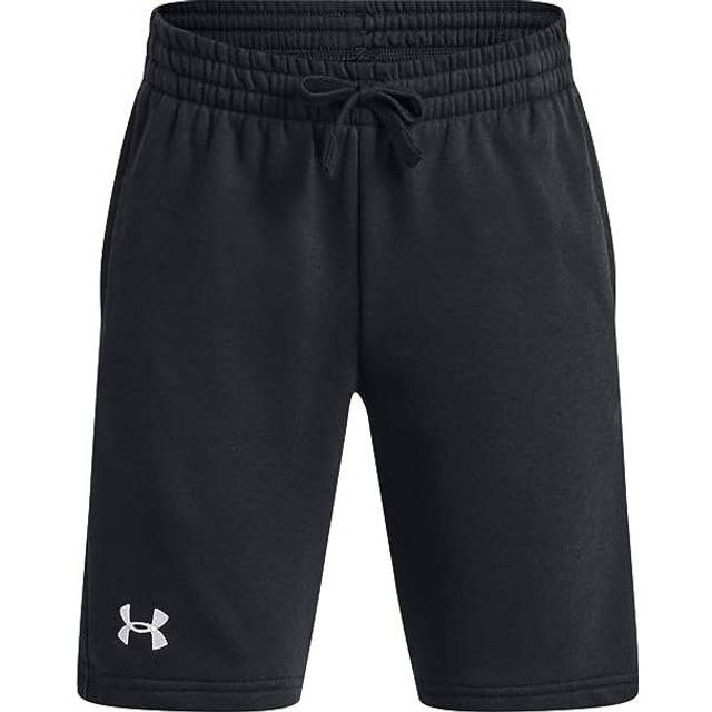 UNDER ARMOUR Boys Rival Fleece Shorts - Black/White, Black/White, Size S=7-8 Years - S=7-8 YEARS