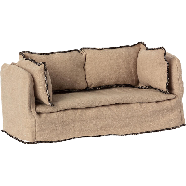 Maileg - Miniature Couch - Tillbehör till dockor - Brown - H11 x W22 cm