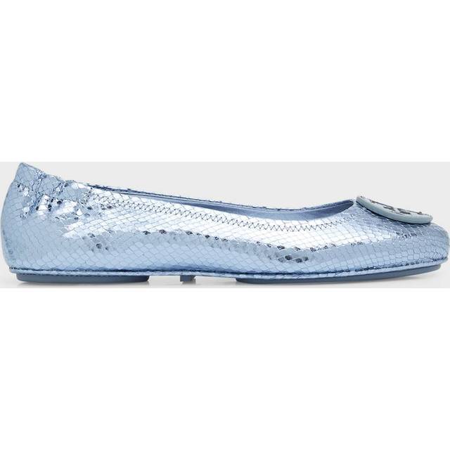 Tory Burch Women's Minnie Travel Leather Ballet Flats - UK 4 - Silver