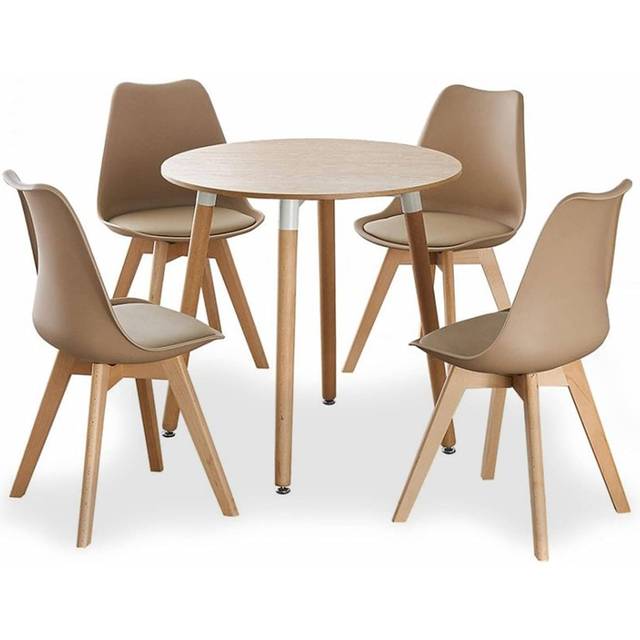 Jamie Halo Round Dining Table Set with 4 Chairs Colour: Grey, Table co