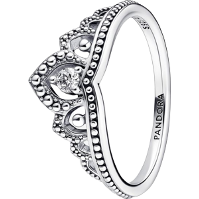 PANDORA Königlicher Perlen Diadem-Ring aus Sterling Silber mit Zirkonia - kombinierbar mit Schmuck Moments Kollektion - Größe: 56