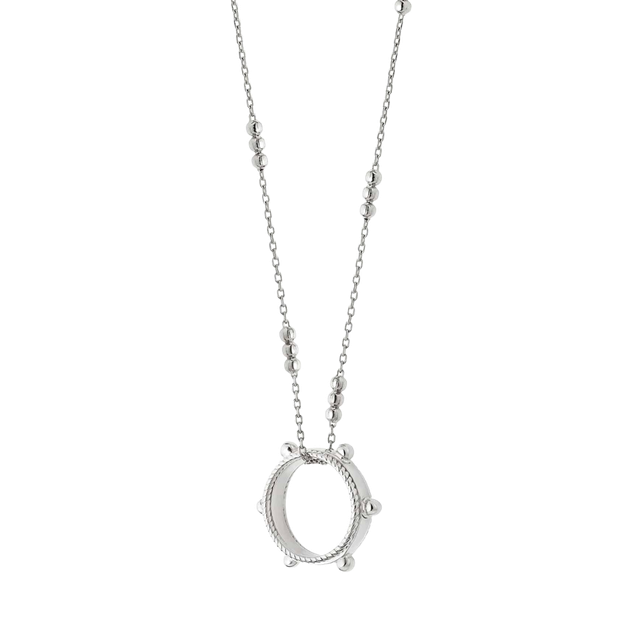 Stacked Beaded Eternity Ring Sterling Silver Necklace NB8004_SLV