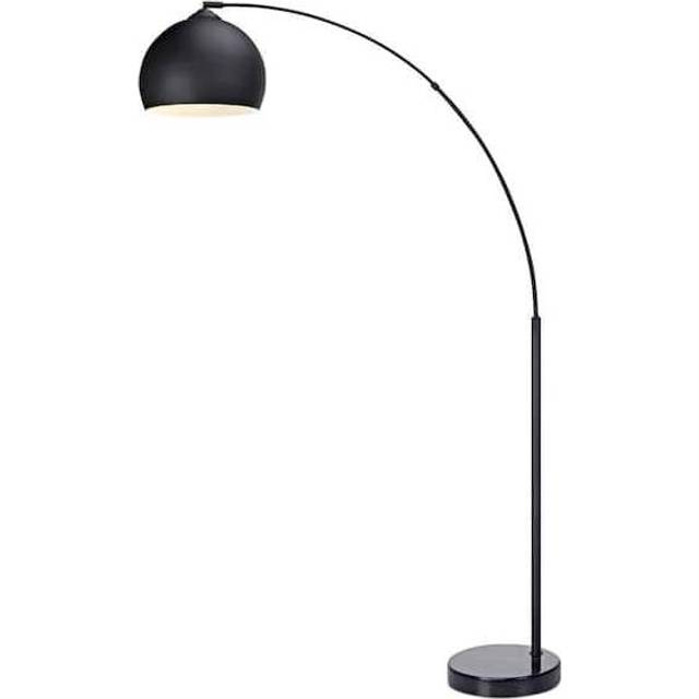 Arquer 170cm Arc Floor Lamp with Faux Marble Base, Copper - Teamson Home