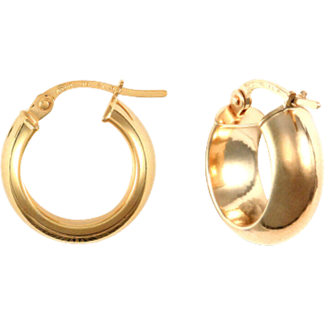 Jewelco London Ladies 9ct Yellow Gold D-Shape Wedding Band Style 6mm Hoop Earrings 15mm - JER018