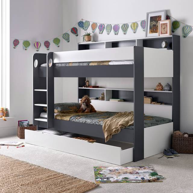 Bedmaster Oliver Grey And White Storage Bunk Bed Without Drawer, Grey
