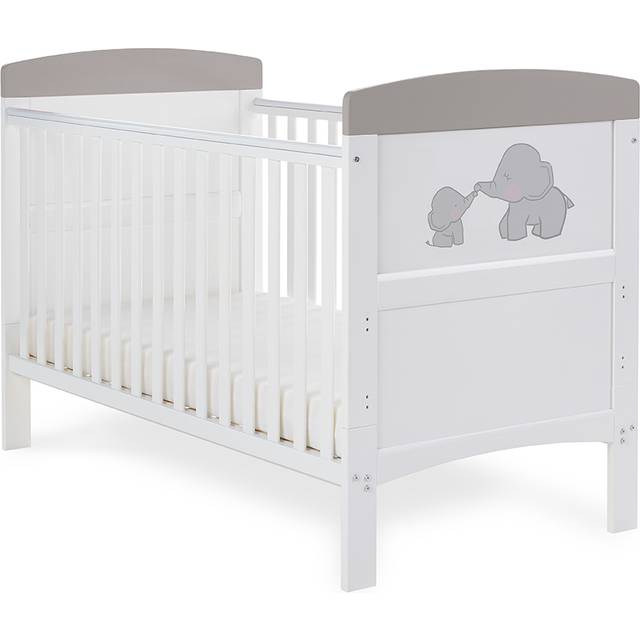 Obaby Grace Inspire Cot Bed - Me & Mini Me Elephants - Grey