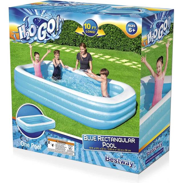 Bestway Deluxe Rectangular Inflatable Pool - Blue | Wowcher