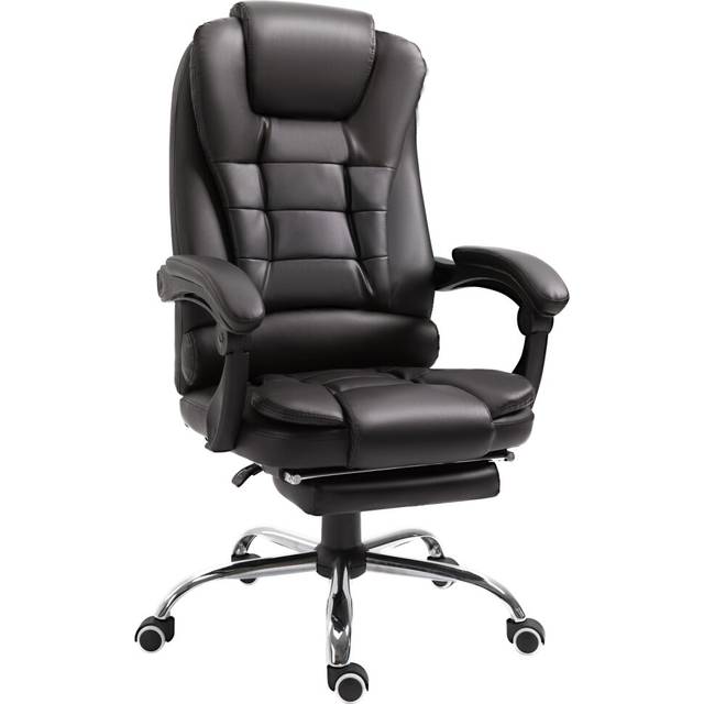 HOMCOM PU Leather Executive Office Chair with Retractable Footrest, Brown
