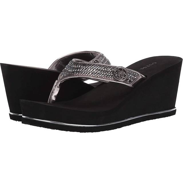 GUESS Womens Sarraly Flip-Flop, Pewter 179, 5 US