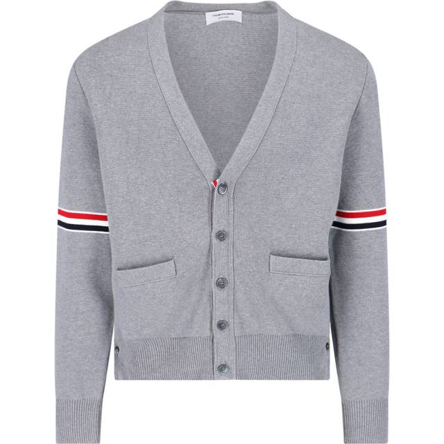 Thom Browne, Stickade tröjor & koftor, Herr, L, Stilfull Kofta - gray (L)