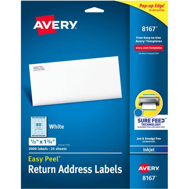 Avery 1054851 Rectangle Paper Inkjet Label, 0.5 x 1.75 In. - Pack - 2000
