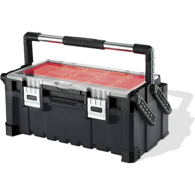 Keter 17187311 Tool Box Including Assorted Master Pro Series Cantilever Tool Box 22 Inches Plastic Red