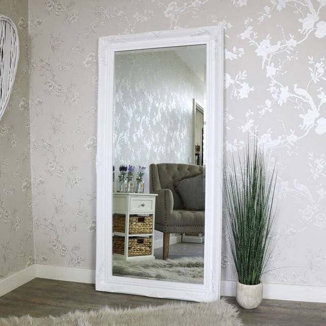 Large Ornate Silver Wall/Floor Mirror 158cm x 78cm Material: Mirrors
