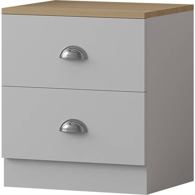 Fwstyle Matt White 2 Drawer Bedside Table - One Size