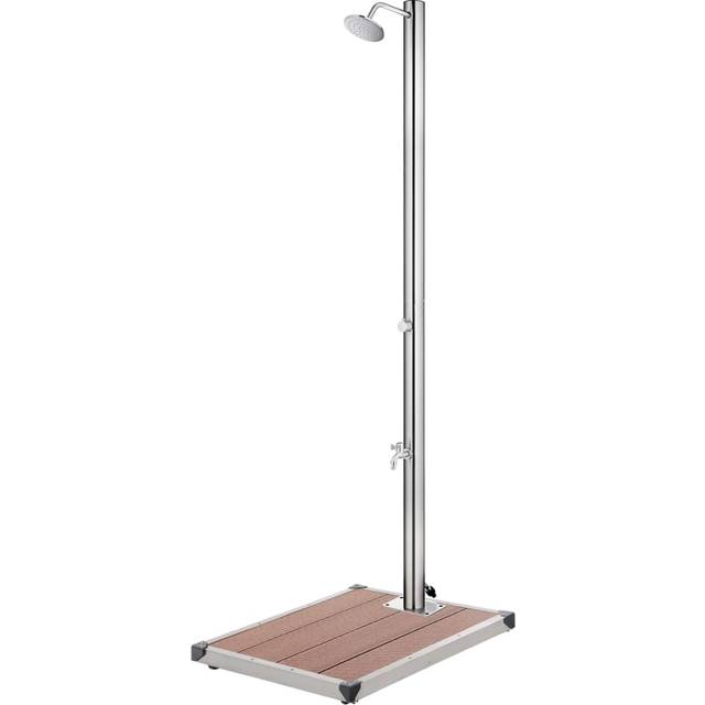 vidaXL Garden Shower with Brown Base 220 cm Stainless Steel - brown