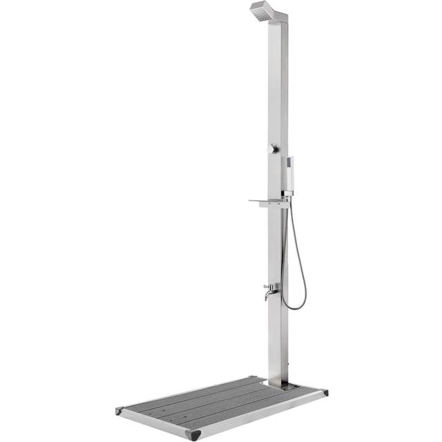 vidaXL Garden Shower with Grey Base 225 cm Stainless Steel - grey