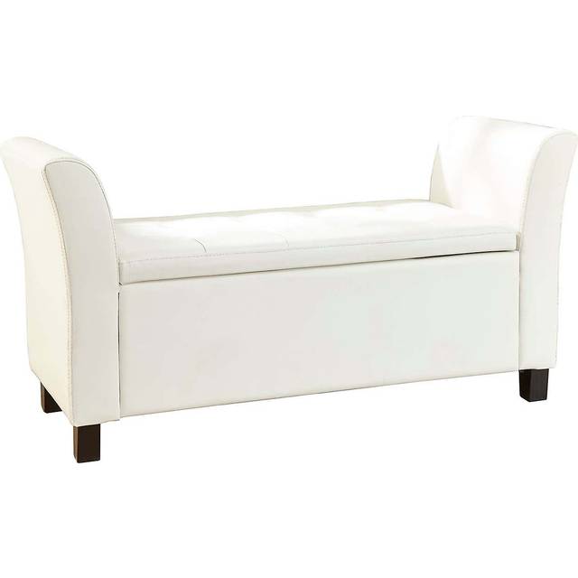 GFW Verona White Upholstered Window Seat - 41 x 107 x 56cm