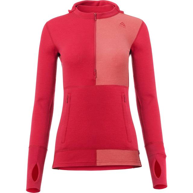 Aclima Womens WarmWool Hood Sweater W/zip (Röd (JESTERRED/SPICEDCRL/SPICEDAPPL) Small)