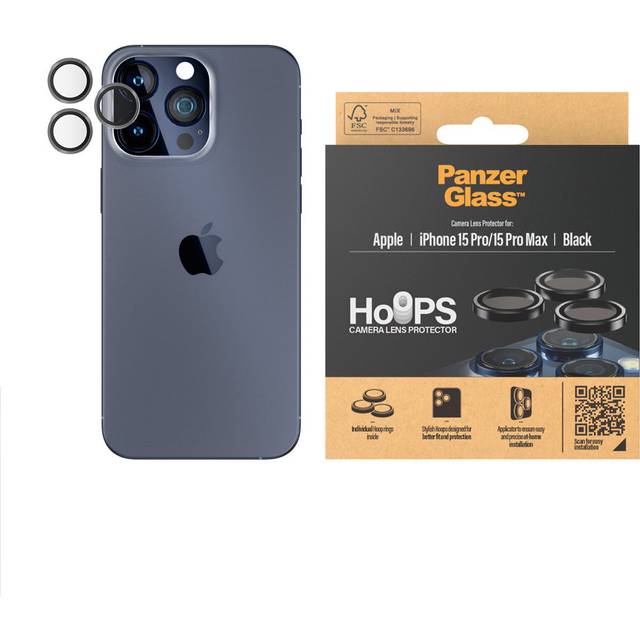 PanzerGlass - Hoops Camera Lens Protector iPhone 15 Pro - 15 Pro Max - Black Metal