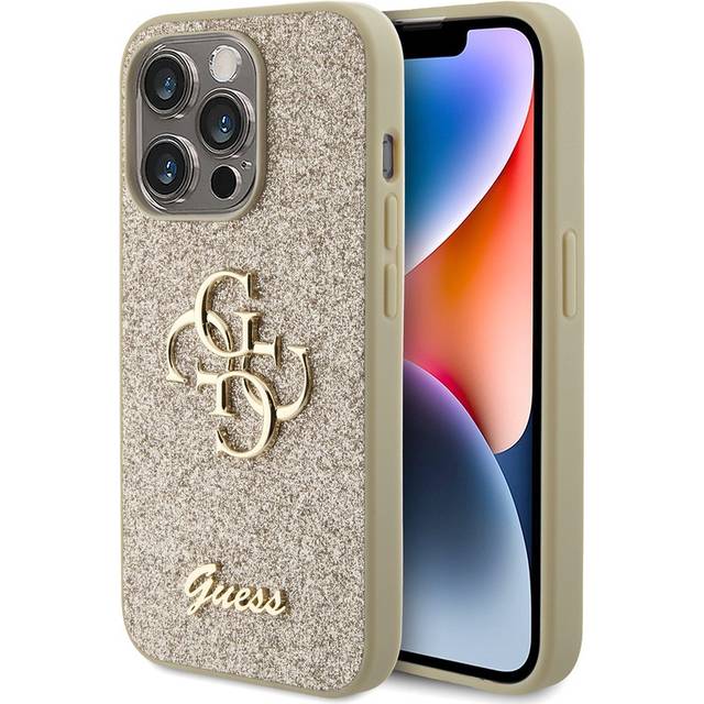 iPhone 15 Pro Guess Fixed Glitter 4G Metal Logo Skal - Svart