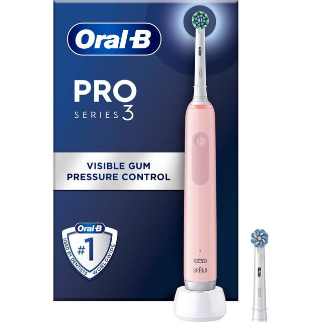 Oral-B Pro Series 3 Rosa eltandborste, 2 borsthuvuden, designed by Braun
