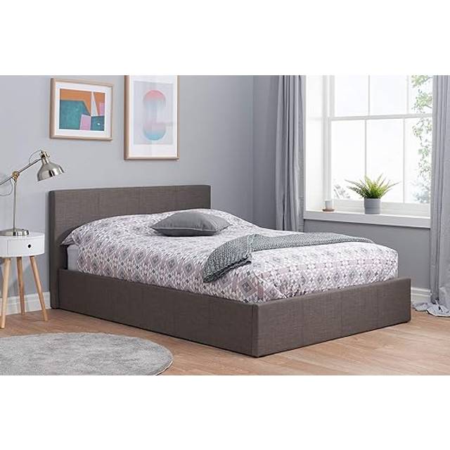 Small Double Ottoman Bed Grey Birlea Berlin Fabric Storage 4FT 120CM Frame