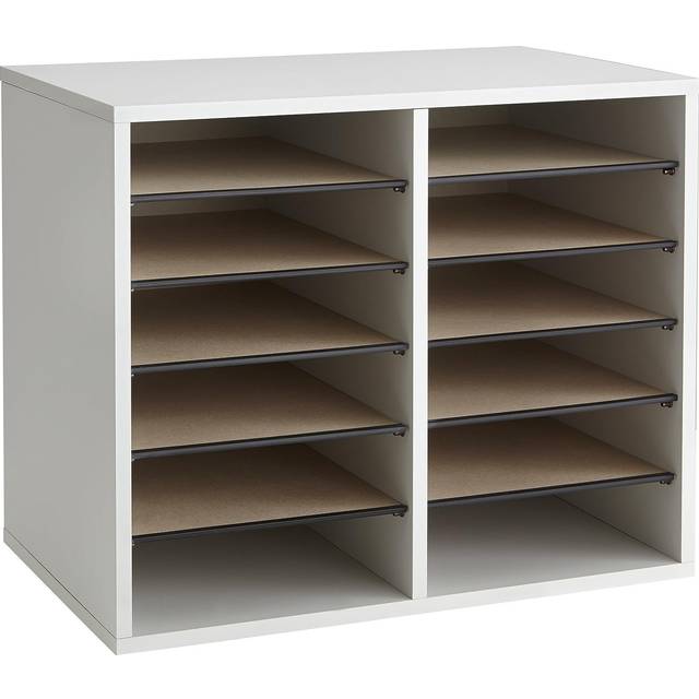 Safco Adjustable 12Slot Wood Literature Organizer  12 Compartment(s)  16 Height x 19.5 Width x 12 Depth  Desktop  Adjustable  Medium Oak  Wood  1 Each
