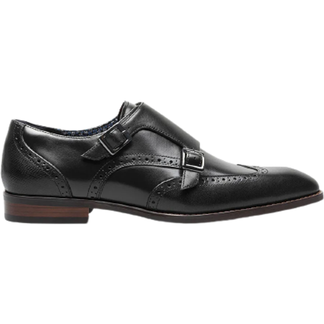 Stacy Adams Men's Karson Leather Wingtip Monk Strap Dress Shoes Black - Size: 11 D-Width