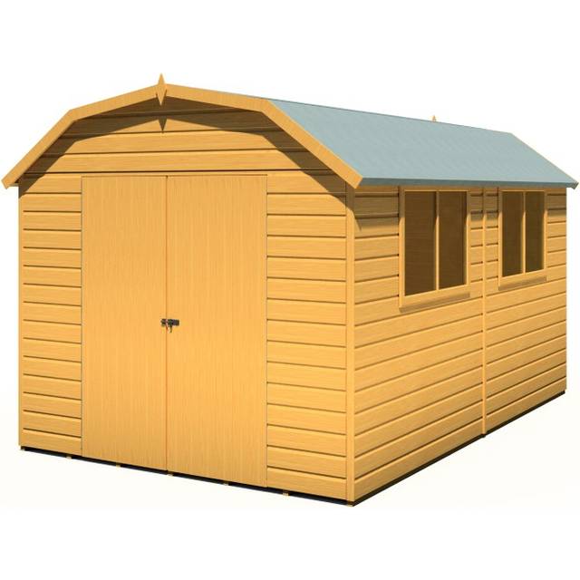 Shire Barn Shed 12x8 with Double Doors - Honey Brown