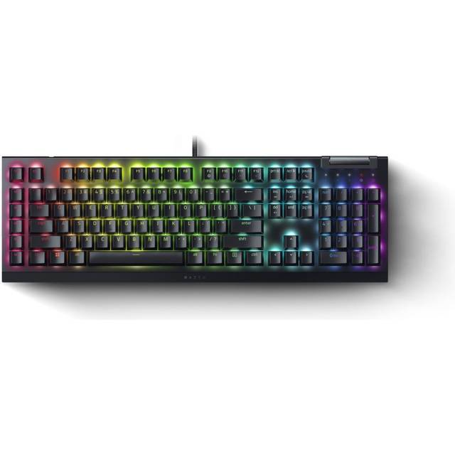 Razer BlackWidow V4 X (grön brytare) – mekaniskt speltangentbord med Razer Chroma RGB (klickiga mekaniska strömbrytare, 6 dedikerade makrotangenter, Doubleshot ABS-knappsatser) brittisk layout | svart