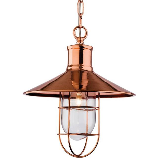 Firstlight Crescent Retro-Industrial Style 27cm Pendant Light in Copper and Clear Glass