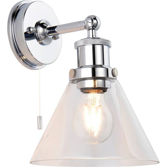 Merano Catanzaro Glass Chrome Plate Bathroom Wall Light - Silver - 20.4 x 18.5 x 26cm