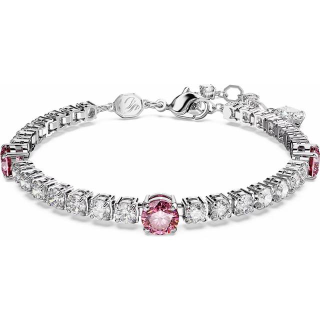 Swarovski Matrix Tennis Bracelet, White and Pink Crystals in a Rhodium Plated Setting, from the Matrix Collection