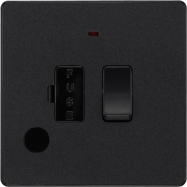 BG Evolve Matt Black Switched 13A Fused Spur Unit With Power LED Indicator And Flex Outlet - PCDMB52B