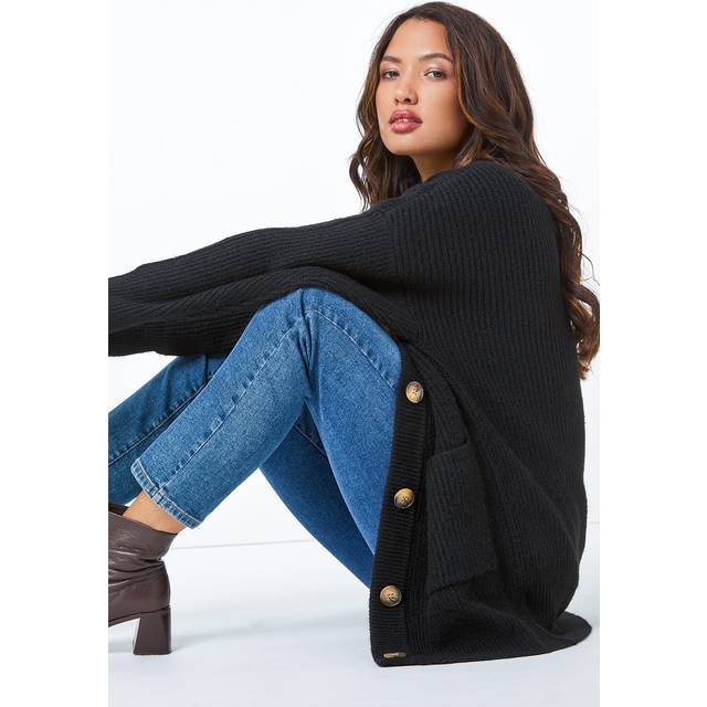 Relaxed Longline Cardigan - Black - 18