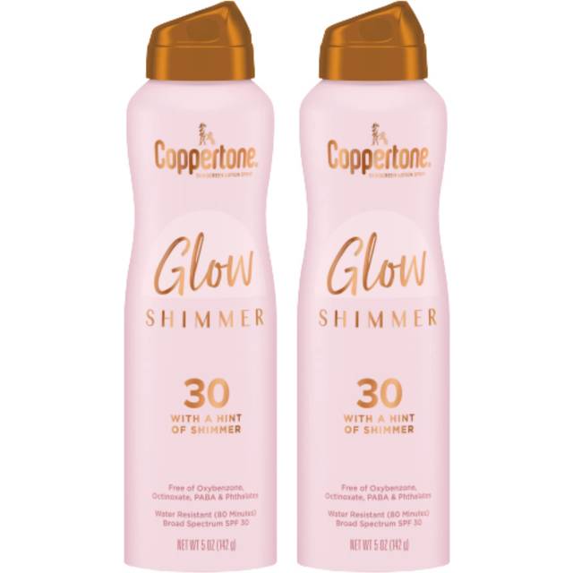 Coppertone Glow with Shimmer Spray Sunscreen  Broad Spectrum SPF 30 Sunscreen  5 Oz  Pack of 2