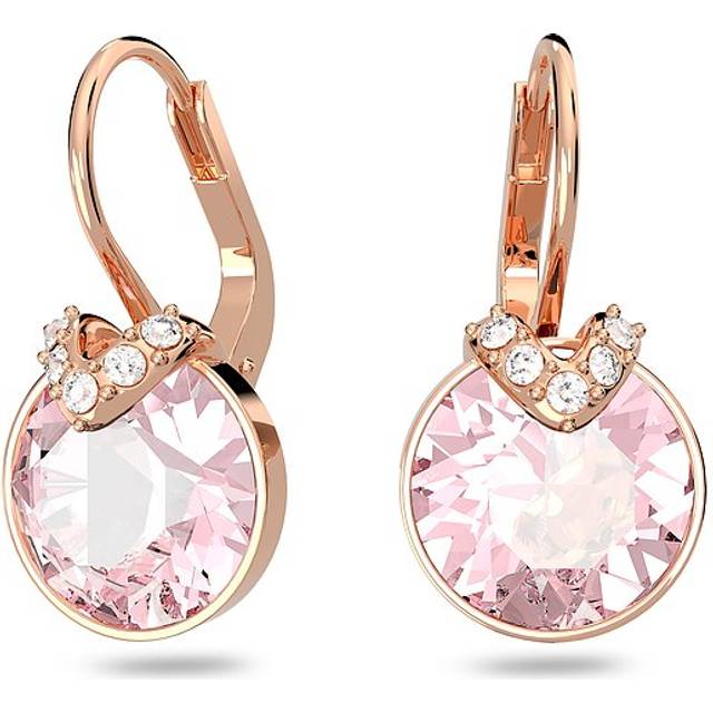 Swarovski Bella Drop Earrings, Pink and Clear Crystals in a Rose-Gold Tone Plated Setting from the Bella Collection