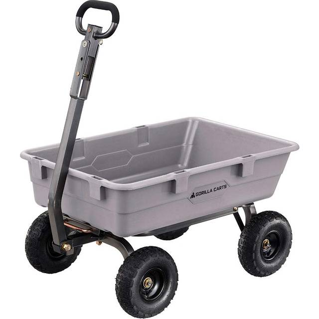Gorilla Carts 800 Pound Capacity Heavy Duty Poly Garden Steel Dump Cart - Gray