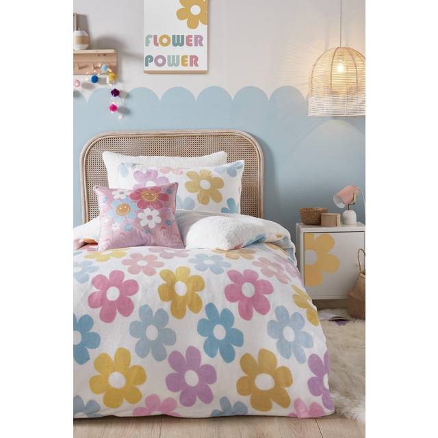 Retro Flower Duvet Cover Set - Multi Colour - Double - Bedlam