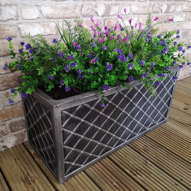 70cm Lazio Grey Pewter Garden Patio Plant Pot Planter