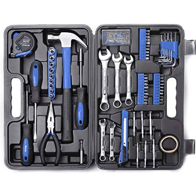 CARTMAN 148Piece Tool Set General Household Hand Tool Kit with Plastic Toolbox Storage Case Blue