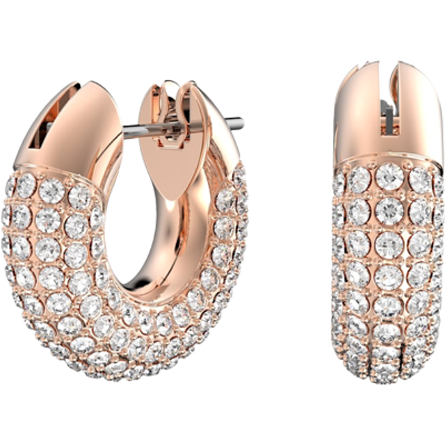 Swarovski Ladies Dextera Rose Gold Plated Pave Hoop Earrings 5636531