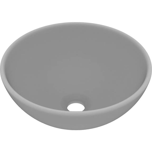 vidaXL Luxury Bathroom Basin Round Matt Light Grey 32.5x14 cm Ceramic, Grey