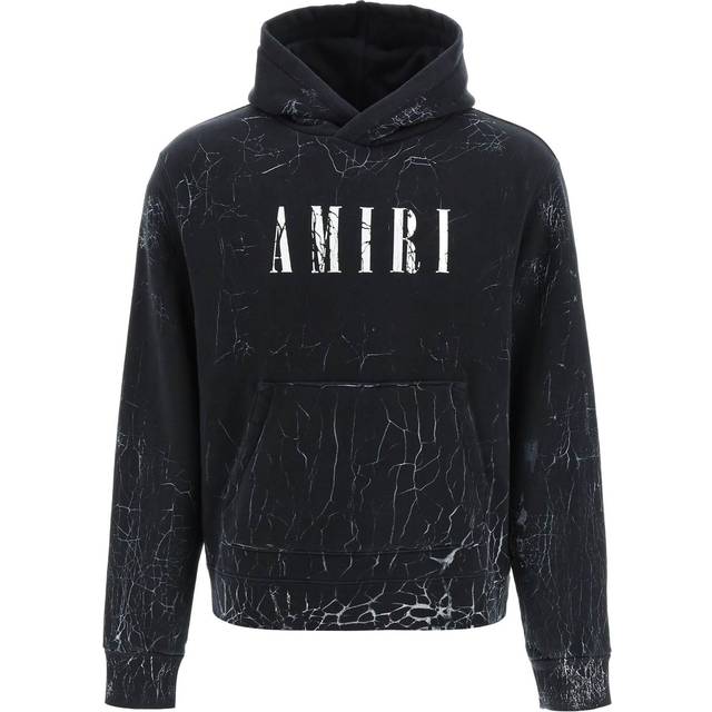 Men's Amiri Cracked Dye Core Logo Black Hoodie - Size: 38/Regular